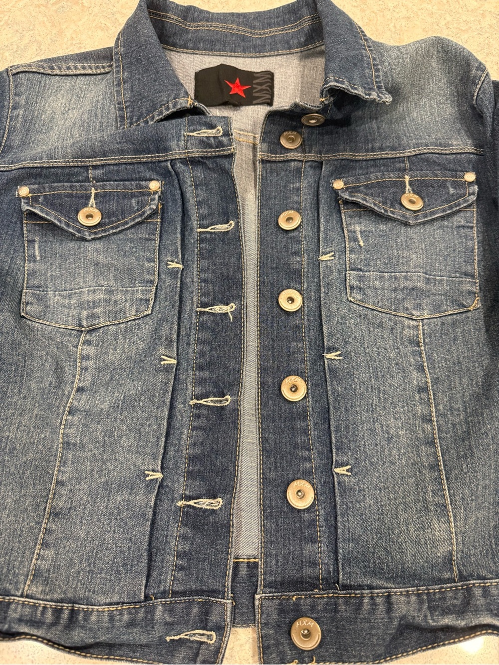 MXM Blue Denim Shirt with Red Star Patch